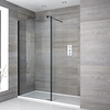 Box Doccia Walk-In a Nicchia con Piatto Doccia,  Parete Paraspruzzi e Profilo Nero - Disponibile in Diverse Misure - Nox