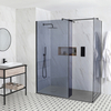 Box Doccia Walk-In Angolare con Piatto Doccia Ardesia e Anta Paraspruzzi (Opzionale) - Disponibile in Diverse Misure - Nox-Luna