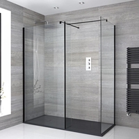 Box Doccia Walk-In Angolare con Piatto Doccia Ardesia e Parete Paraspruzzi (Opzionale) - Diverse Misure - Nox