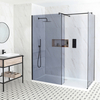 Box Doccia Walk-In Angolare con Piatto Doccia e Anta Paraspruzzi (Opzionale) - Disponibile in Diverse Misure - Nox-Luna