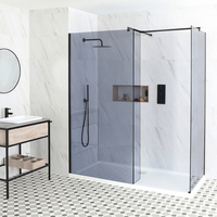 Box Doccia Walk-In Angolare con Piatto Doccia e Anta Paraspruzzi (Opzionale) - Disponibile in Diverse Misure - Nox-Luna