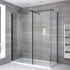 Box Doccia Walk-In Angolare con Piatto Doccia e Profilo Nero - Disponibile in Diverse Misure - Nox