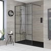 Box Doccia Walk-In Angolare con Piatto Doccia Effetto Ardesia - Disponibile in Diverse Misure - Barq