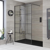 Box Doccia Walk-In Angolare con Piatto Doccia Effetto Ardesia - Disponibile in Diverse Misure - Barq