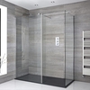 Box Doccia Walk-In Angolare con Piatto Doccia Effetto Ardesia e Profilo Cromato - Disponibile in Diverse Misure - Portland