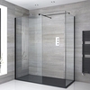 Box Doccia Walk-In Angolare con Piatto Doccia Effetto Ardesia e Profilo Nero - Disponibile in Diverse Misure - Nox