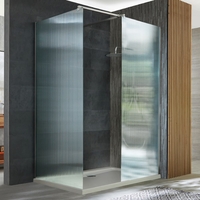 Box Doccia Walk-in Angolare Cromato in Vetro Scanalato con Piatto Doccia - Scelta di Misure