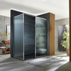 Box Doccia Walk In Angolare in Vetro Scanalato - 1100mm x 700mm - Piatto Doccia Grigio Chiaro