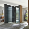 Box Doccia Walk In Angolare in Vetro Scanalato con Telaio Nero - 1100mm x 700mm