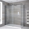 Box Doccia Walk-In Angolare Nero con Piatto Doccia - Disponibile in Diverse Misure - Nox