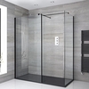 Box Doccia Walk-In Angolare Nero con Piatto Doccia e Parete Paraspruzzi - Disponibile in Diverse Misure - Nox