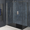 Box Doccia Walk-In Angolare Nichel Spazzolato con Piatto Doccia Effetto Pietra in Diverse Misure - Harting