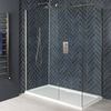 Box Doccia Walk-In Angolare Nichel Spazzolato con Piatto Doccia in Diverse Misure - Harting