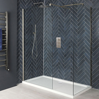 Box Doccia Walk-In Angolare Nichel Spazzolato con Piatto Doccia in Diverse Misure - Harting