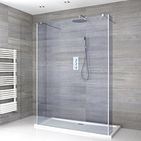 Box Doccia Walk-In Centro Stanza con Piatto Doccia e Anta Paraspruzzi (Opzionale) - Disponibile in Diverse Misure - Portland-Luna