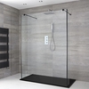 Box Doccia Walk-In Centro Stanza con Piatto Doccia Effetto Ardesia e Pareti Paraspruzzi - Disponibile in Diverse Misure - Nox
