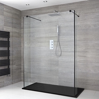Box Doccia Walk-In Centro Stanza con Piatto Doccia Effetto Ardesia e Pareti Paraspruzzi - Disponibile in Diverse Misure - Nox