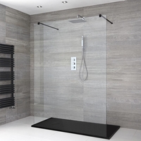 Box Doccia Walk-In Centro Stanza Senza Profilo con Piatto Doccia Effetto Ardesia - Disponibile in Diverse Misure - Nox
