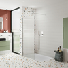Box Doccia Walk-In Cromato in Vetro Scanalato con Piatto Doccia - 1400mm x 700mm - Senza Anta Paraspruzzi