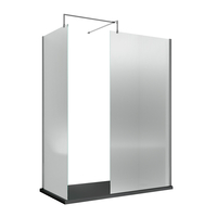 Box Doccia Walk In in Vetro Scanalato con Profilo Cromato - 1400mm x 800mm - Piatto Doccia Bianco - Senza Paraspruzzi