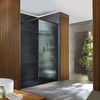 Box Doccia Walk In in Vetro Scanalato con Telaio Nero - 1100mm x 700mm - Piatto Doccia Bianco