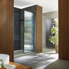 Box Doccia Walk In in Vetro Scanalato con Telaio Nero e Piatto Doccia - 1100mm x 700mm
