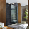 Box Doccia Walk-in Nero in Vetro Scanalato - 1100mm x 700mm - Piatto Doccia Grigio Chiaro
