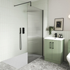 Box Doccia Walk-In Nero in Vetro Scanalato con Piatto Doccia - 1400mm x 700mm - Senza Anta Paraspruzzi