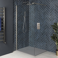 Box Doccia Walk-In Nichel Spazzolato con Piatto Doccia Effetto Pietra in Diverse Misure - Harting