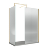 Box Doccia Walk In Ottone Spazzolato in Vetro Scanalato - 1400mm x 800mm - Piatto Doccia Bianco - Senza Anta Paraspruzzi