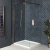Box Doccia Walk-In Rame Spazzolato con Piatto Doccia in Diverse Misure - Amara
