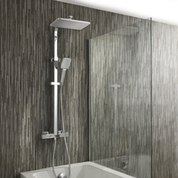 Colonna Doccia con Miscelatore Termostatico a Barra con Soffione Quadrato,  Doccetta ed Erogatore per Vasca - Cromato - Hudson Reed