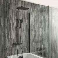 Colonna Doccia con Miscelatore Termostatico a Barra con Soffione Quadrato,  Doccetta ed Erogatore per Vasca - Nero - Hudson Reed