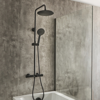 Colonna Doccia con Miscelatore Termostatico a Barra con Soffione Rotondo,  Doccetta ed Erogatore per Vasca - Nero