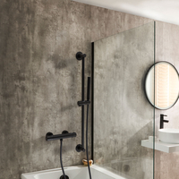 Colonna Doccia con Miscelatore Termostatico a Barra Rotondo con Doccetta e Asta Saliscendi - Nero - Elsie