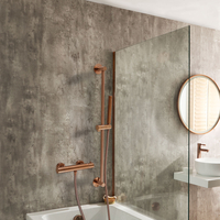 Colonna Doccia con Miscelatore Termostatico a Barra Rotondo con Doccetta e Asta Saliscendi - Rame Satinato - Elsie