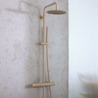 Colonna Doccia con Miscelatore Termostatico,  Soffione Rotondo e Doccetta - Beige (Sand) - Elements