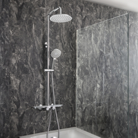 Colonna Doccia Termostatica A Barra Con Soffione Rotondo,  Doccetta E Erogatore Vasca - Cromato