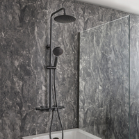 Colonna Doccia Termostatica Nera Con Erogatore Integrato,  Soffione E Doccetta