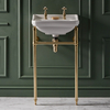 Consolle con Lavabo e Struttura Tradizionale 500mm in Oro Satinato - 2 Fori per Rubinetteria - Richmond