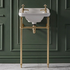 Consolle con Lavabo e Struttura Tradizionale 515mm in Oro Satinato - 2 Fori per Rubinetteria - Richmond