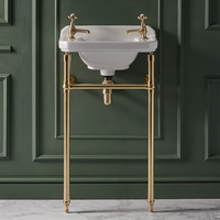Consolle con Lavabo e Struttura Tradizionale 515mm in Oro Satinato - 2 Fori per Rubinetteria - Richmond