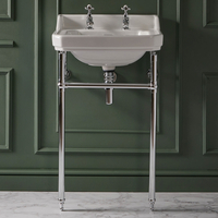 Consolle con Lavabo e Struttura Tradizionale 560mm Cromata - 2 Fori per Rubinetteria - Richmond