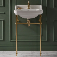Consolle con Lavabo e Struttura Tradizionale 560mm in Oro Satinato - 1 Foro per Rubinetteria - Richmond