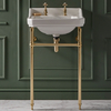 Consolle con Lavabo e Struttura Tradizionale 560mm in Oro Satinato - 2 Fori per Rubinetteria - Richmond