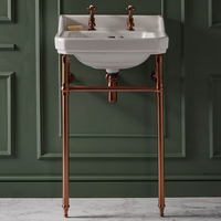 Consolle con Lavabo e Struttura Tradizionale 560mm in Rame Satinato - 2 Fori per Rubinetteria - Richmond