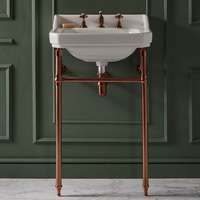 Consolle con Lavabo e Struttura Tradizionale 560mm in Rame Satinato - 3 Fori per Rubinetteria - Richmond