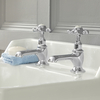 Coppia di Rubinetti a Croce Per Lavabo - Design Tradizionale Cromo/Bianco - Elizabeth