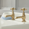 Coppia di Rubinetti a Croce Per Lavabo - Design Tradizionale Oro Spazzolato - Elizabeth