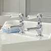 Coppia di Rubinetti a Leva Per Lavabo - Design Tradizionale Cromo/Bianco - Elizabeth